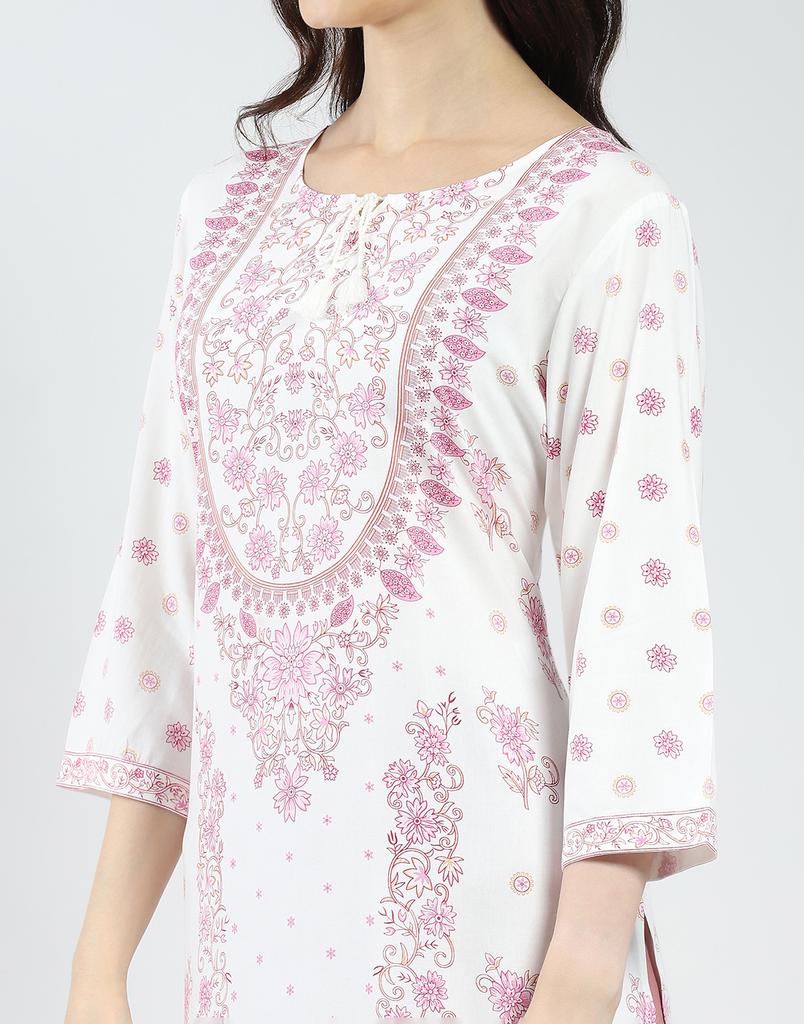 Monte Carlo Women's Regular Fit 3/4 Sleeve Printed Kurti
