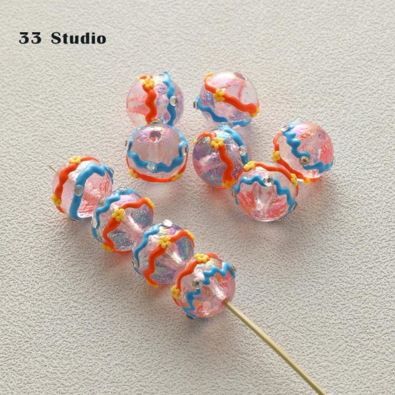 Pure Hand-painted Beads Stickers Diamonds Set Pearl Diy Jewelry Accessories Material Package Beads Car Pendant Cell Phone Chain Beads