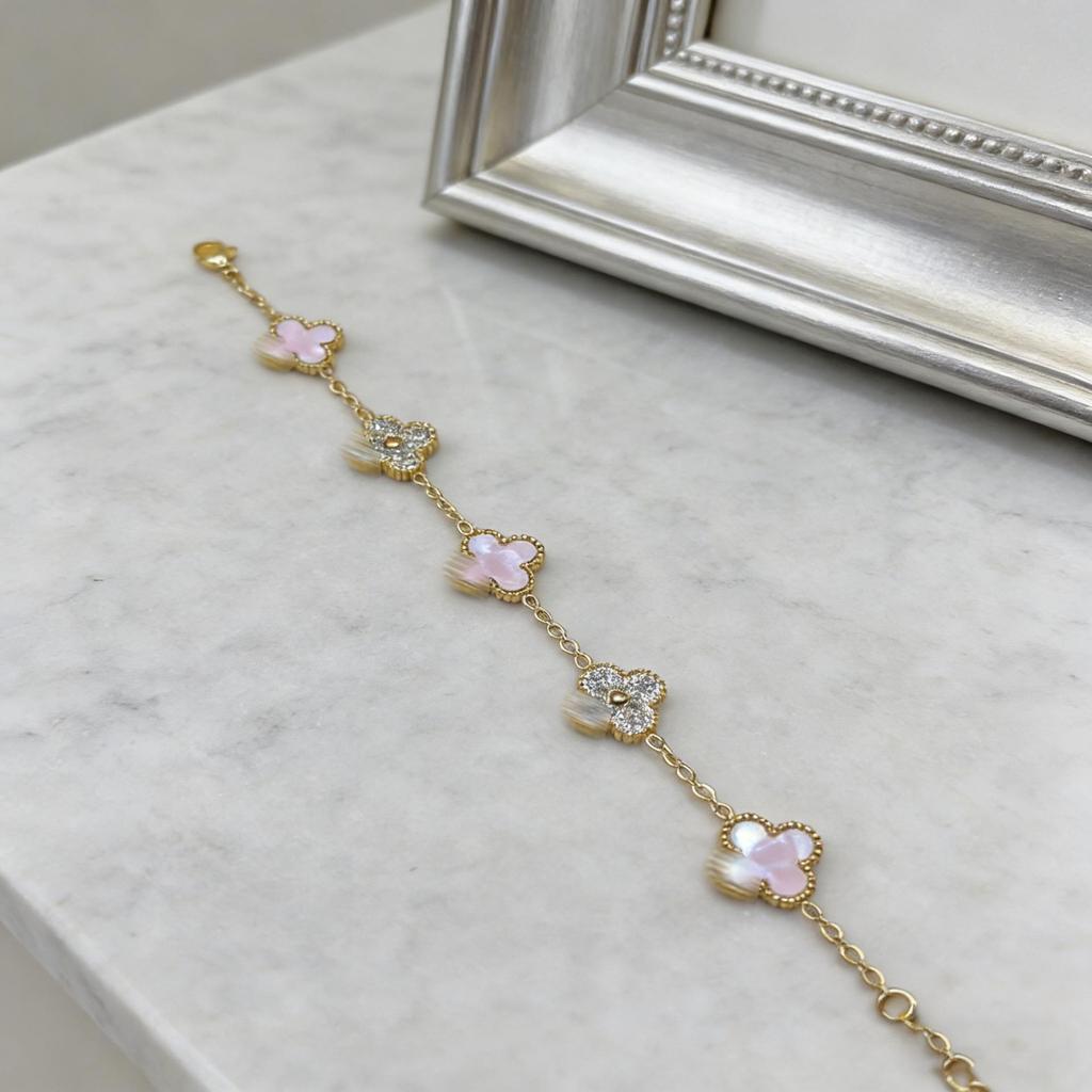 Stainless Steel Four-Leaf Clover Bracelet - Electroplated 18K, New Style Flower Language Series