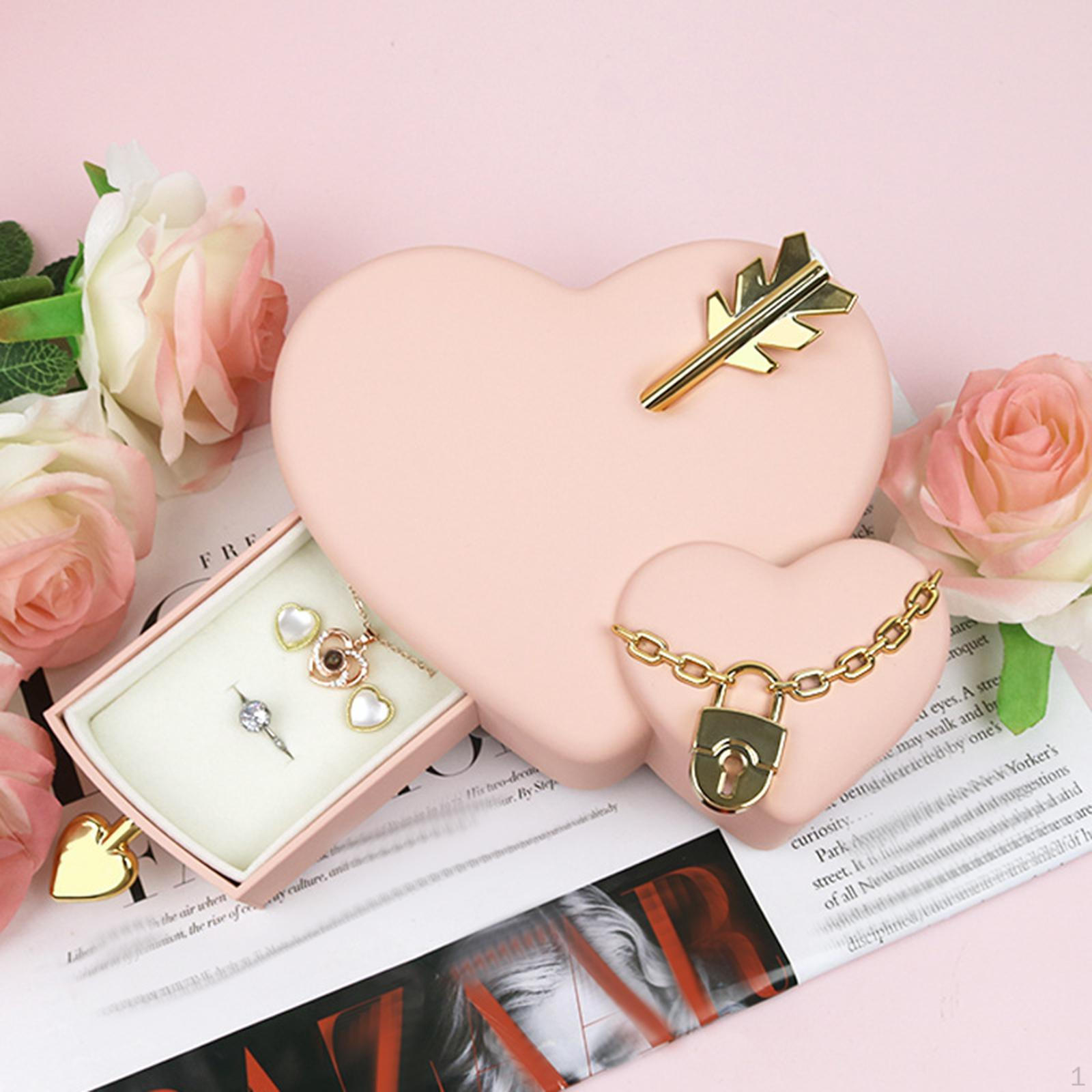 

Шкатулка для украшений в форме сердца, подарки на день рождения, аксессуары, упаковка на День святого Валентина, органайзер для хранения розовый