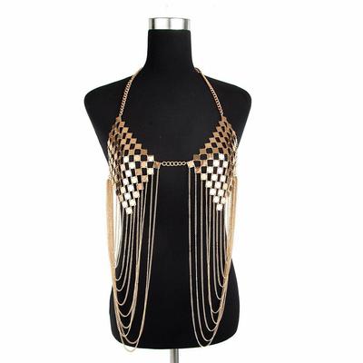 European American Cross-Border Jewelry New Hot-Selling Metal Sheet Alloy Bra Chain Tassel Body Chain Necklace Accessories