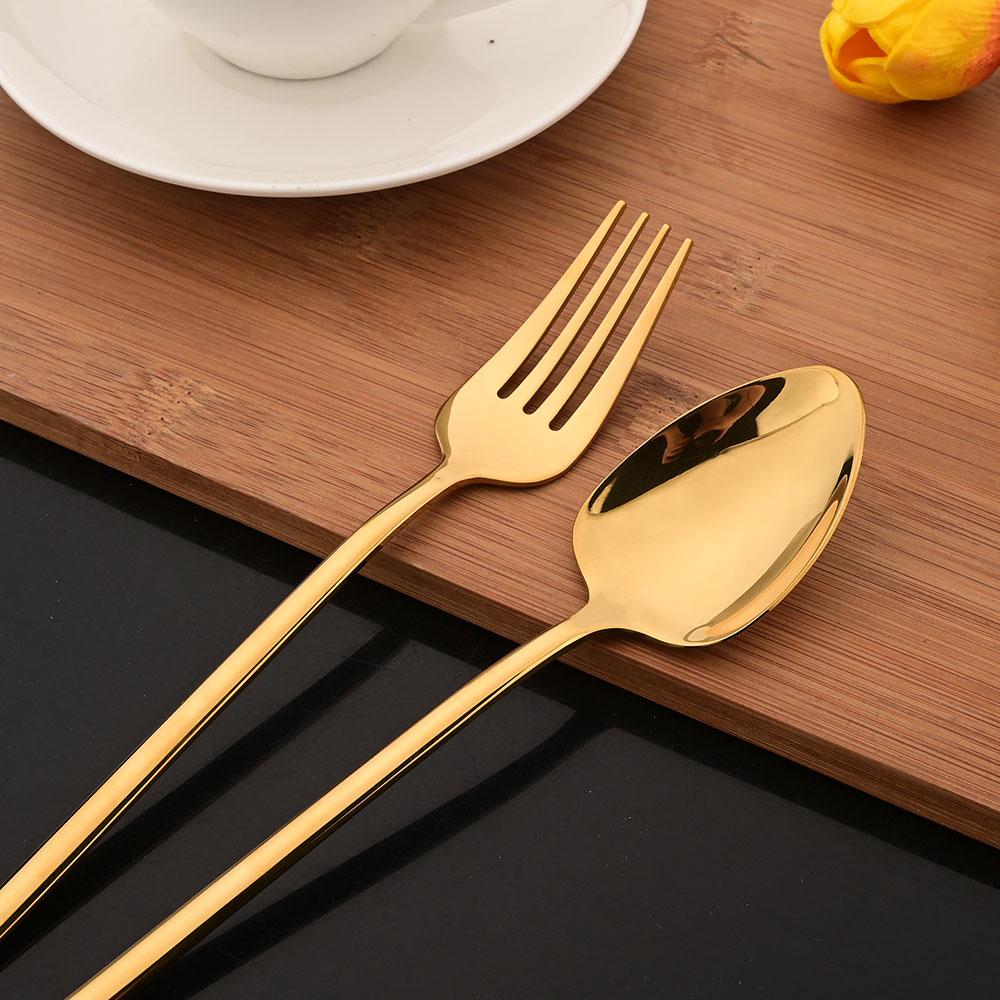 6Pcs/Set Silver Flatware Cutlery Set Stainless Steel Knife Dessert Fork Spoon Tableware Set Festival Kitchen Dinnerware Gift