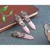 Top Plaza Antique Silver Flower Wrapped Natural Rose Quartz Healing Crystal Necklace Mothers Day Mom Gifts