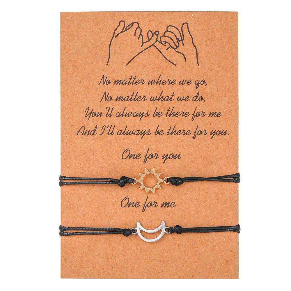 Zodiac Sun Moon Handwoven Alloy Friendship Bracelet For Teens And Couples GoldSilver