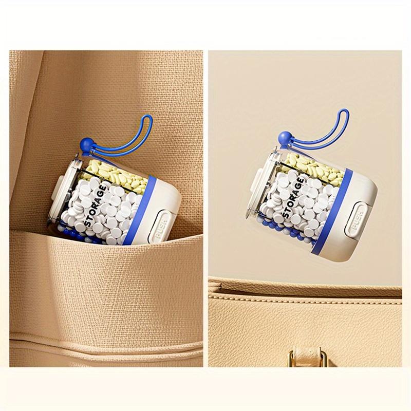1pc Portable Large Capacity Pill Divider Bottle, 4-Compartment Removable Partition Vitamin Storage Box with Anti-Mix Design