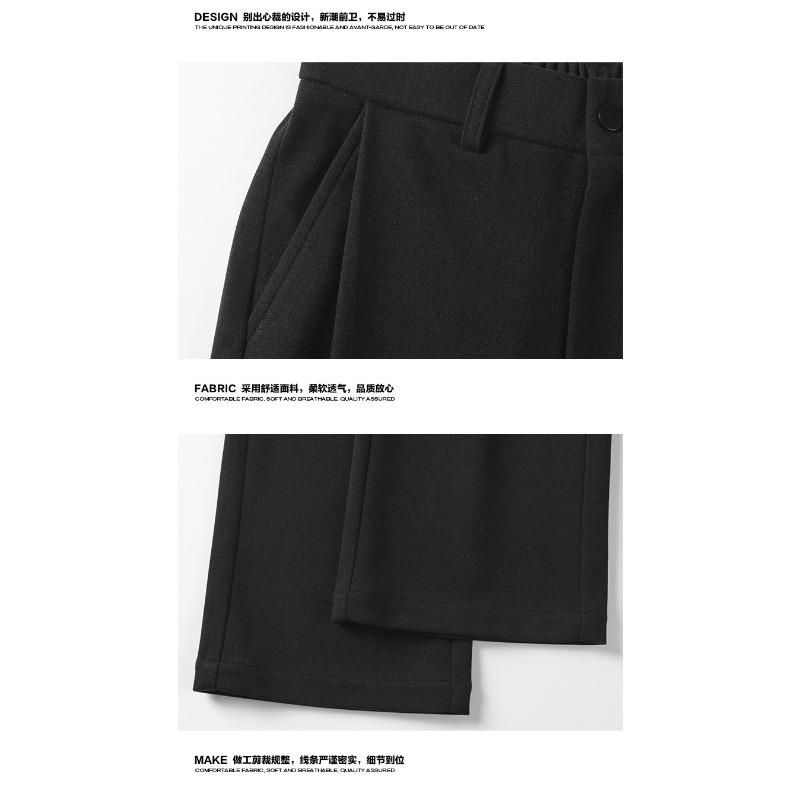 Men Black Draped Straight Flared Casual Long Suit Trousers