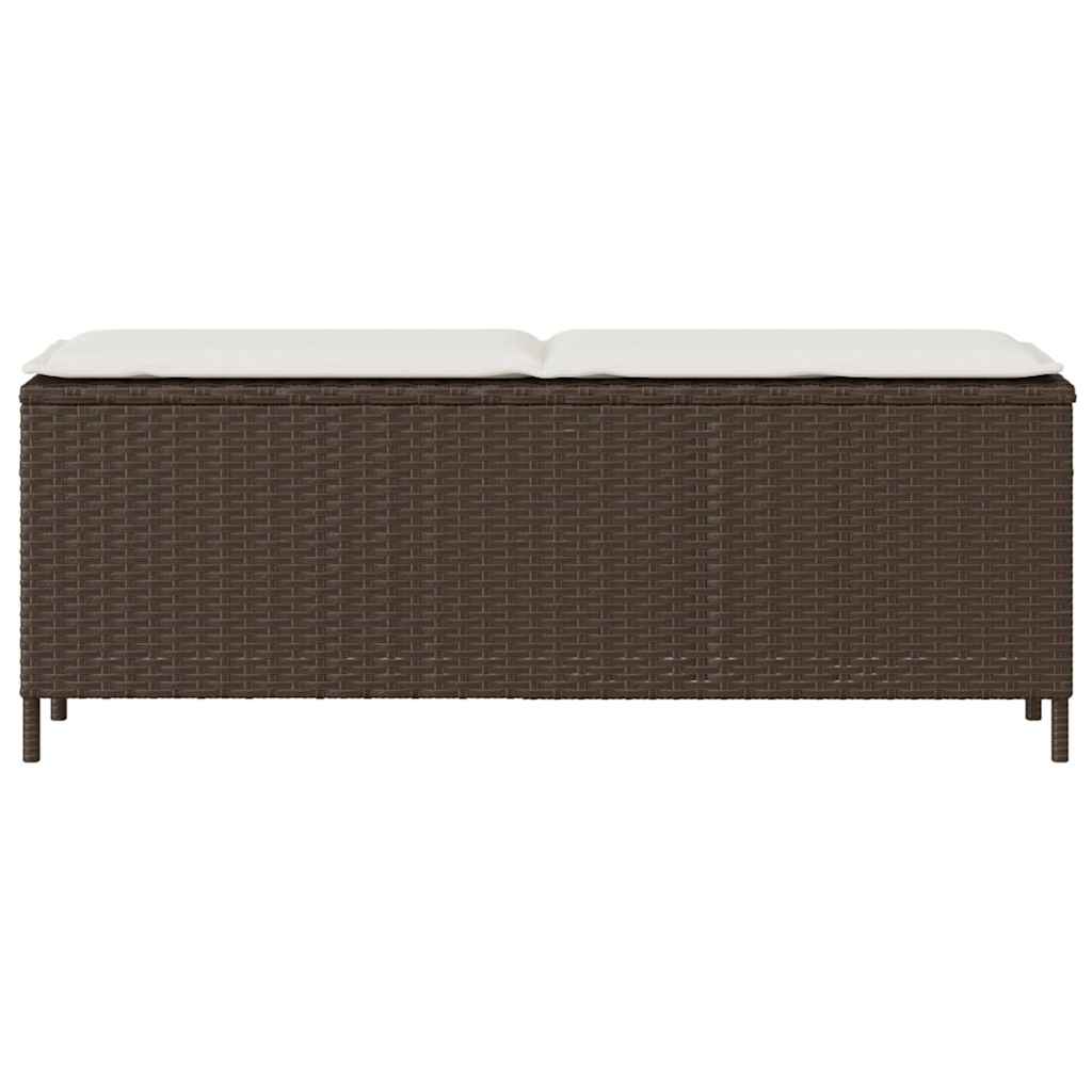 Garden Bench With Cushion Brown 110X30X40.5 Cm Poly Rattan