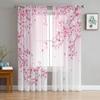 Japanese Style Sakura Cherry Blossom Pink Flower Tulle Curtains Living Room Kitchen Window Decoration Voile Sheer Curtain