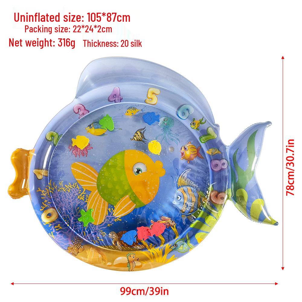 Inflatable Round Pat-Pat Water Mat for Babies & Toddlers - Marine Life Crawling Play Mat
