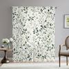 2-Piece Floral Tulle Curtains With Green Leaf Pattern, Polyester, Suitable For Bedroom And Living Room, Machine Washable
