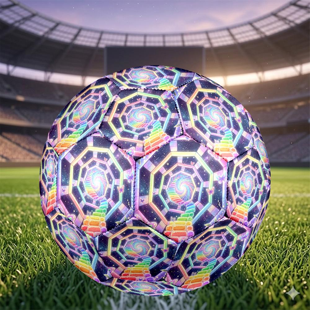 1pc Rainbow Butterfly Tunnel Themed Soccer Ball, Size 5, Lightweight PVC Material, Outdoor Training Soccer Ball Gift. q62242