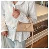 Chic Solid Color Faux Leather Shoulder Bag, Women's Semi Circle Handbag with Snap Lock, Trendy Commute Crossbody Purse CLE