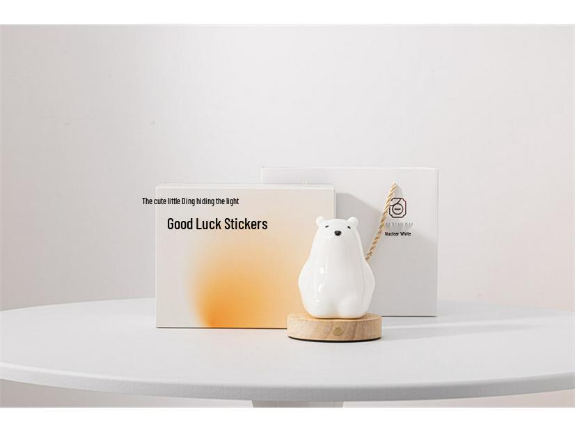 Polar Bear Ceramic Night Light: Cute Eye-Friendly Decor for Living Room & Bedroom