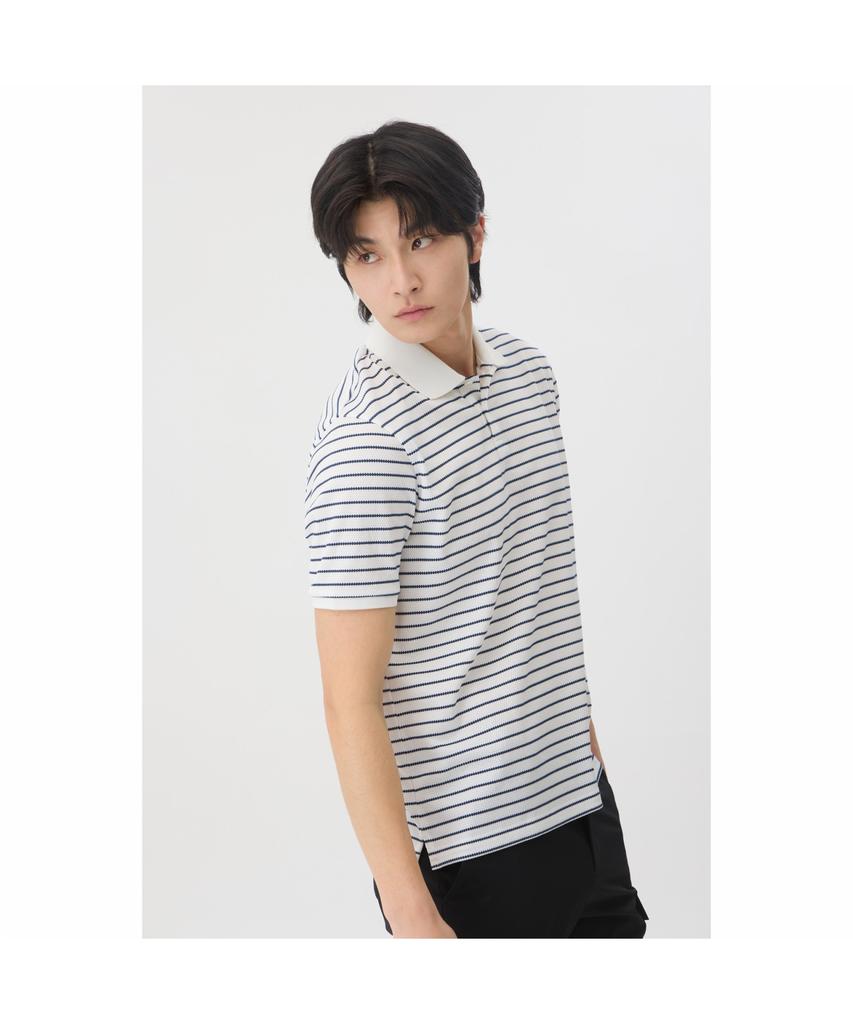 BRENTWOOD [Life Performance] Striped Polo Neck T-Shirt Brtam26002Whx