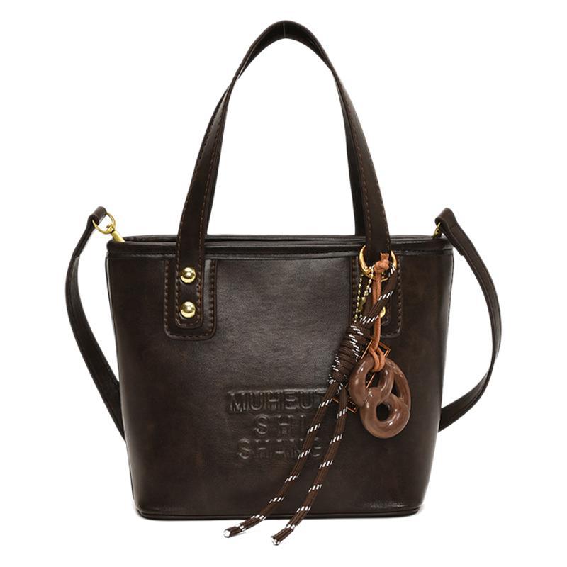 Retro Portable Bucket Bag Women's 2025 New Winter Popular Versatile Messenger Bag Commuter Messenger Bag