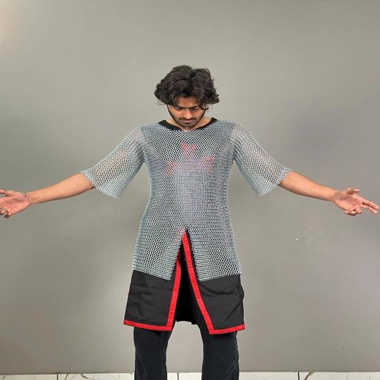 Red Templar Cloak Holy Cross Templar Crusader Cloak Upper Inner with Chainmail Medieval Knight Armor Cloak LARP Cosplay Costume