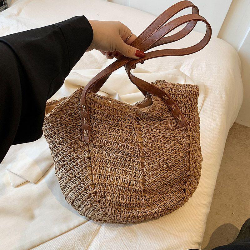 Summer Internet celebrity straw bag women s new seaside vacation beach woven bag large capacity shoulder tote bag