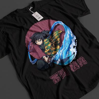 Demon Slayer Shirt Tomioka Giyu T-Shirt Tanjiro KNY Anime Akaza Doma Muzan Tee