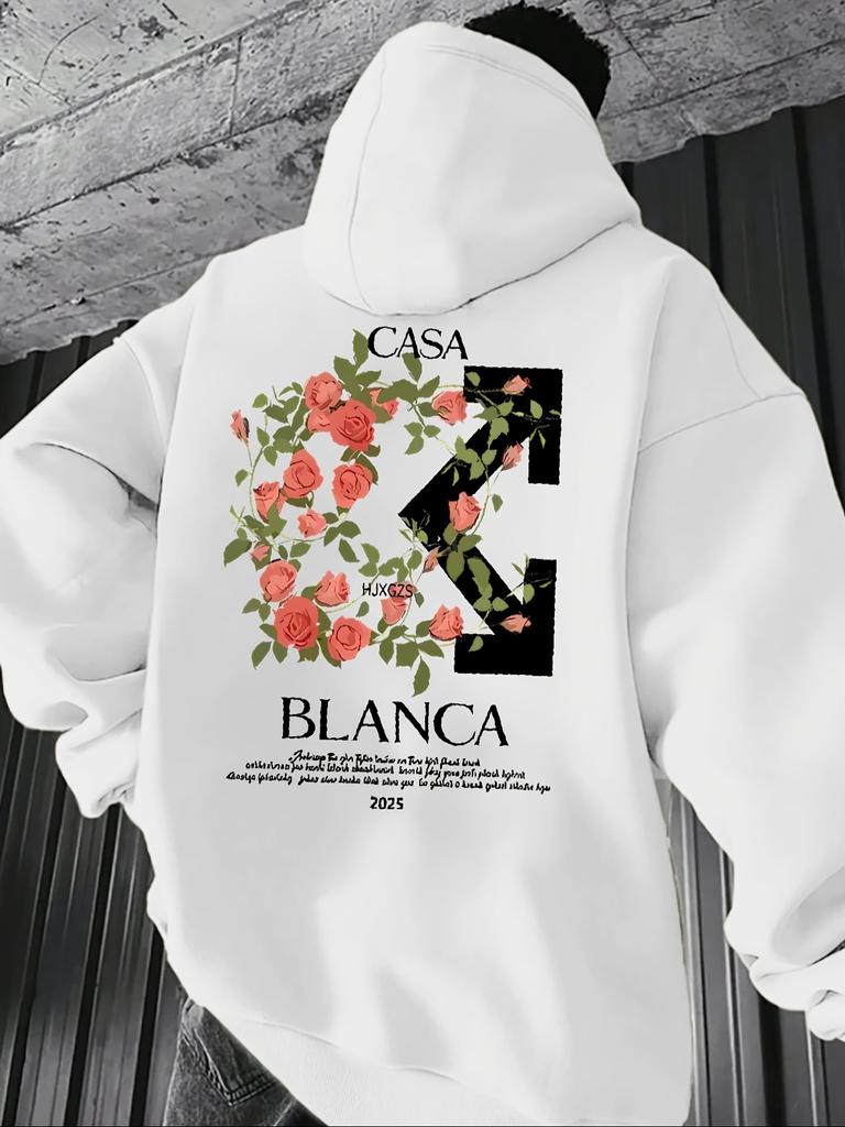 2025 Autumn Men's Casual Hooded Vintage Print Simple and Elegant Hooded Shirt The material is environmentally friendly