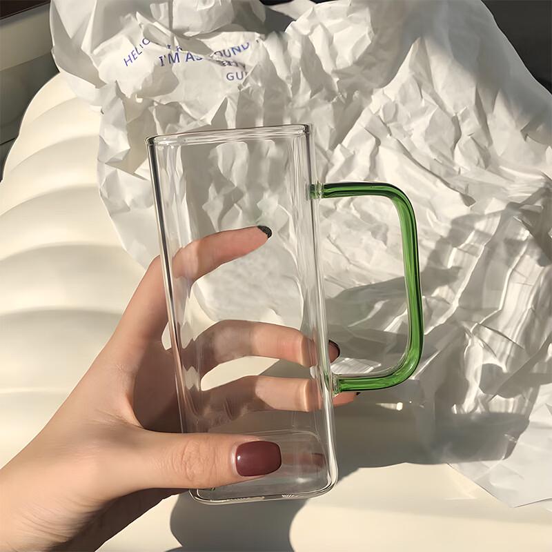Square Glass Drinking Cup with Handle