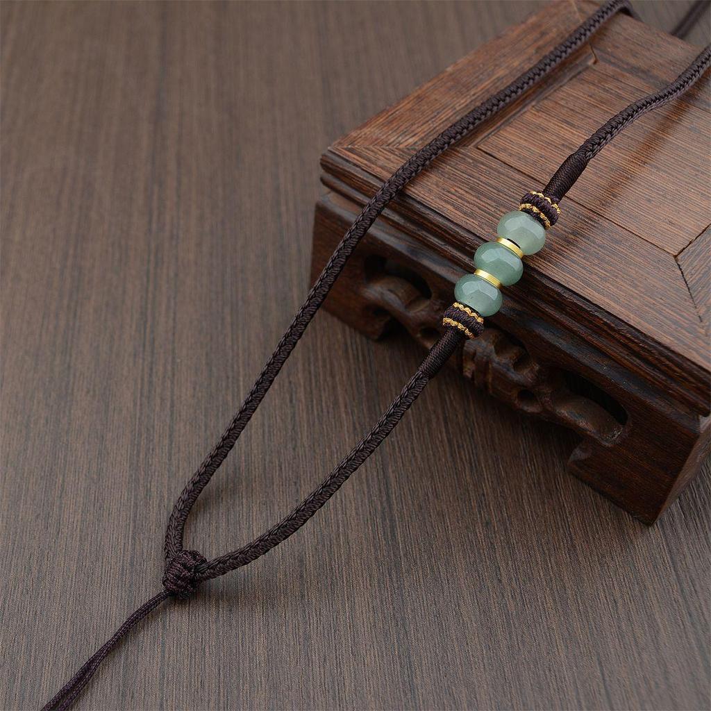 Handwoven Dongling Jade Pendant Lanyard: Thousand Li of Mountains and Rivers Outdoor Sports Necklace