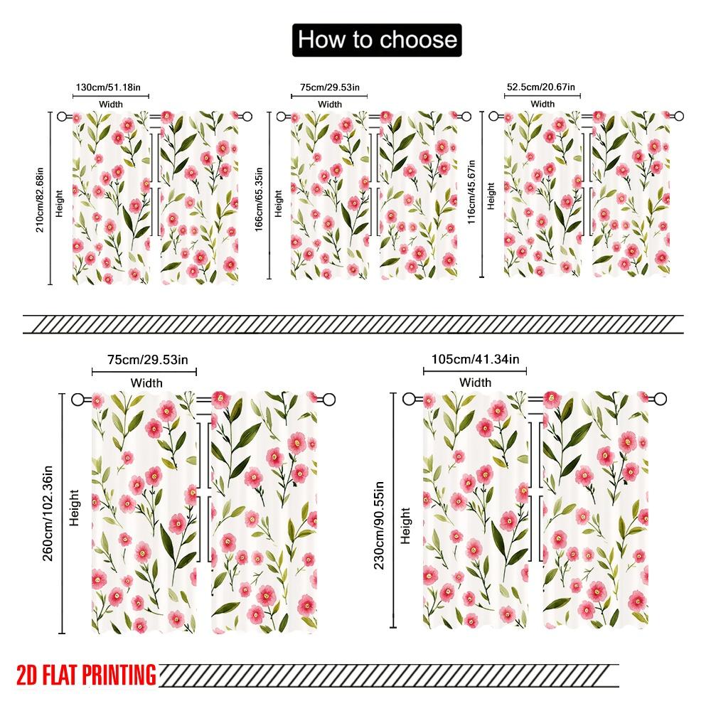 2 Stück, 2D-Flachdruck Vorhänge Pink Floral Bliss Vielseitiger Polyesterstoff (ohne Stange) Außendekorationen Perfekt für