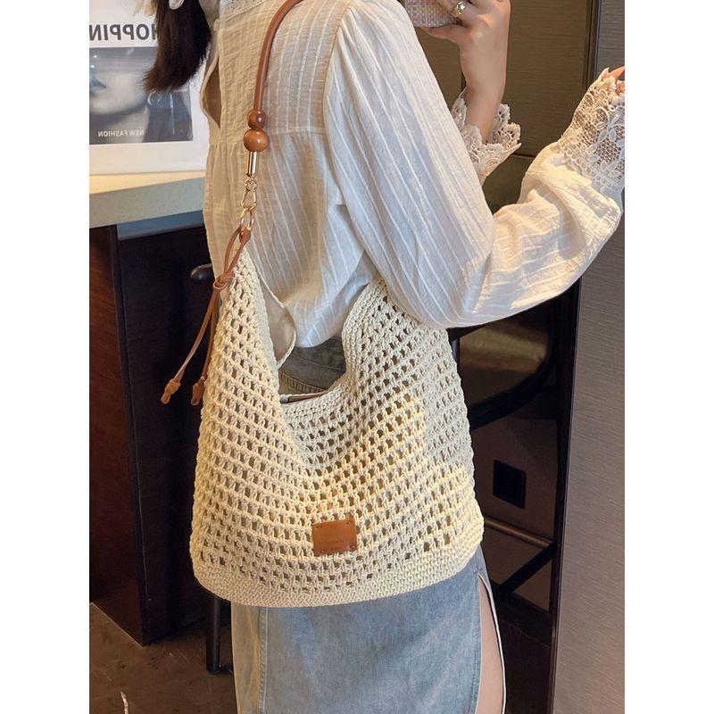 

Niche Style Cut Out Woven Bag Women s Summer Seaside Vacation Travel Straw Bag Large Capacity Shoulder Crossbody Tote Bag
