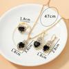 4 Piece Set Women Black Water Droplet Love Water Diamond Necklace Earrings Ring Zircon Fashionable Exquisite Suitable Party