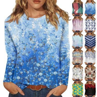 Long Sleeve Shirts For Women Cute Print Graphic Tees Blouses Casual Plus Size Basic Tops Pullover