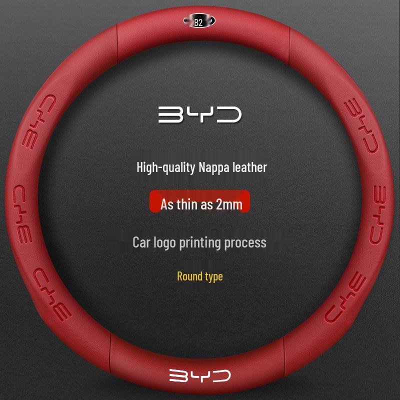 BYD Song PLUS Steering Wheel Cover for Han EV, Tang/Yuan Pro, Dolphin, Seagull, Qin - Genuine Leather