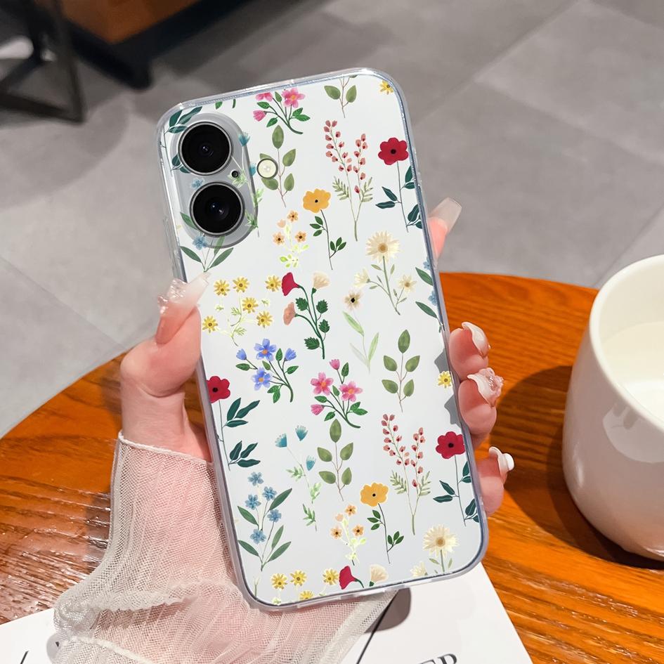 Για iPhone 16 Pro Plus 16 Pro Max 16pro Πίσω κάλυμμα Πολυτελής όμορφη λουλουδάτη διαφανής μαλακή σιλικόνη tpu προστατευτικό κάλυμμα κάμερας για Apple iPhone 16