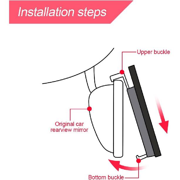 Bling Car Rear View Mirror, Rhinestones Crystal Clip-On Rearview Mirror With HD Glass, Compatible With Most Cars, SUVs, Vehicles, Auto Interior