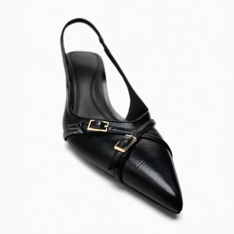 2025 Summer Designer Women Pumps Sexy Pointed Toe Thin High Heels Fashion Cross Belt Buckle High Heels Sandals Office Women Shoe
