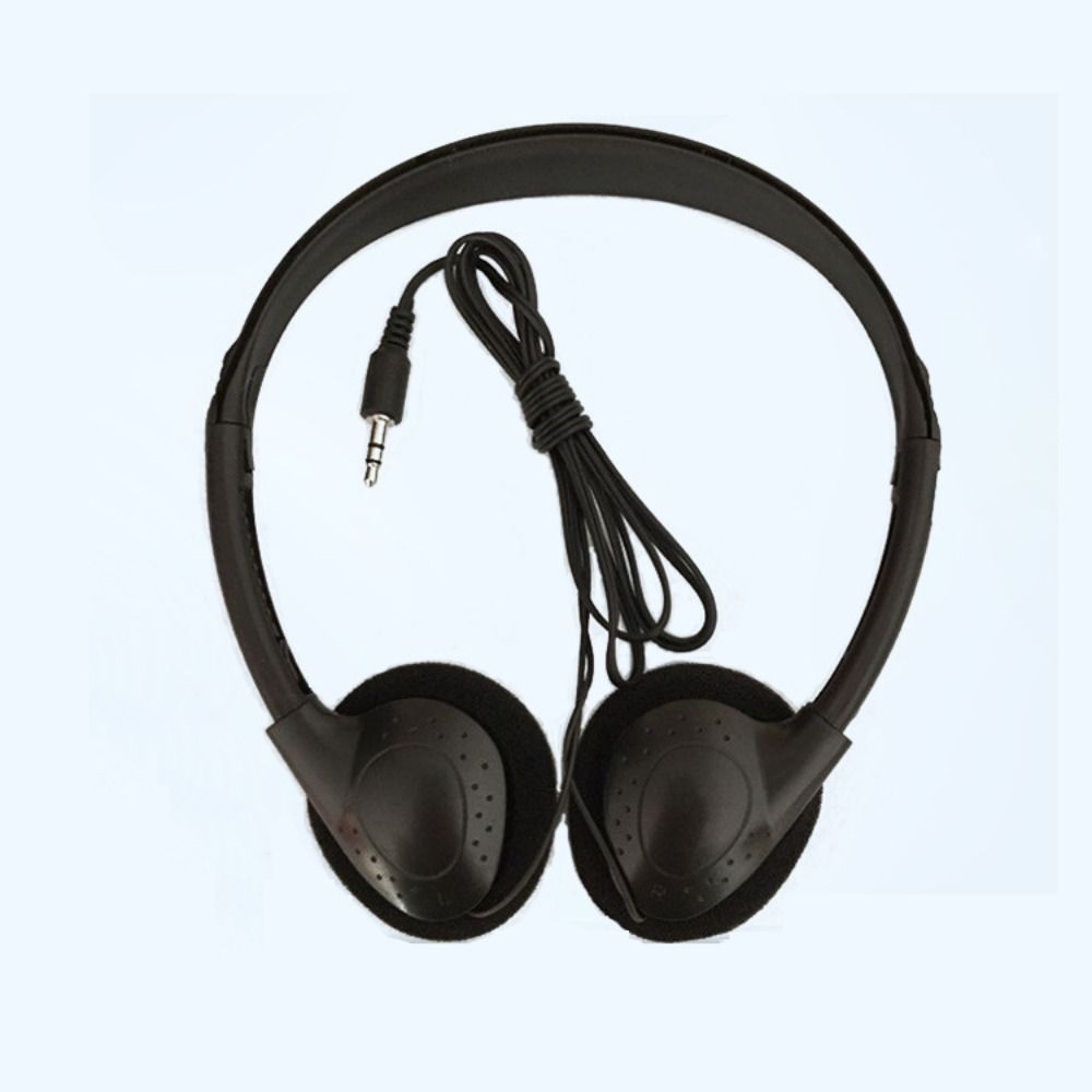Black Cellular Wired Headset 3.5MM Wired Headworn Earphones Headphone  Students