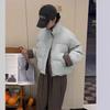 Winter Women's Contrast Color Stand Collar Short Cotton Coat Loose Thickened Coat