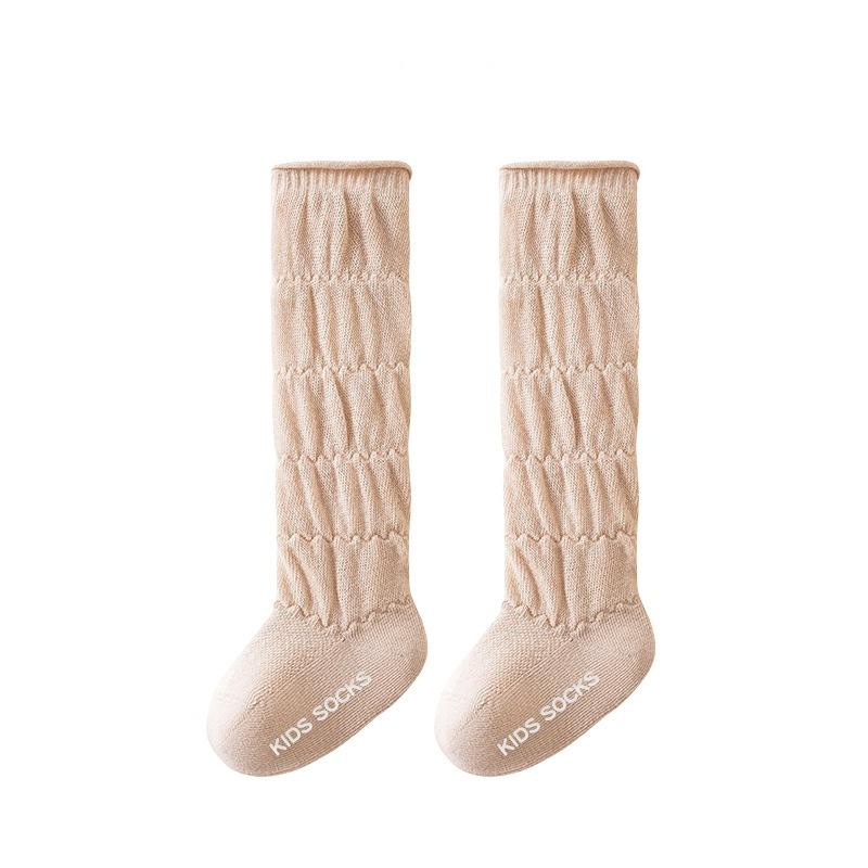 Chaussettes Longues Bébé Été Creuses Maille Respirante Coton Princesse Mi-mollet Style Espagnol Fines Antidérapantes Chaussettes Nouveau-né 0-5A 3-5Years(L) café