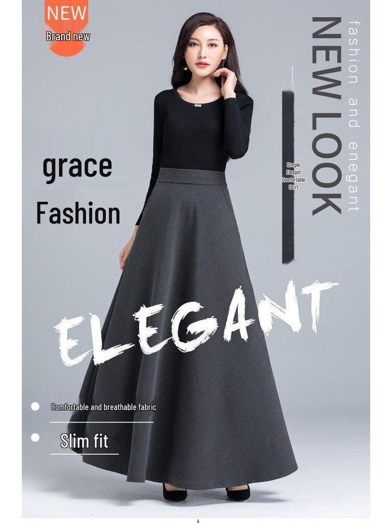Damen Winter Wollrock mit hohem Bund, A-Linie, mittellang - Warm, Vielseitig, Kälteschutz, Figurschmeichelnd, Weiter Saum.