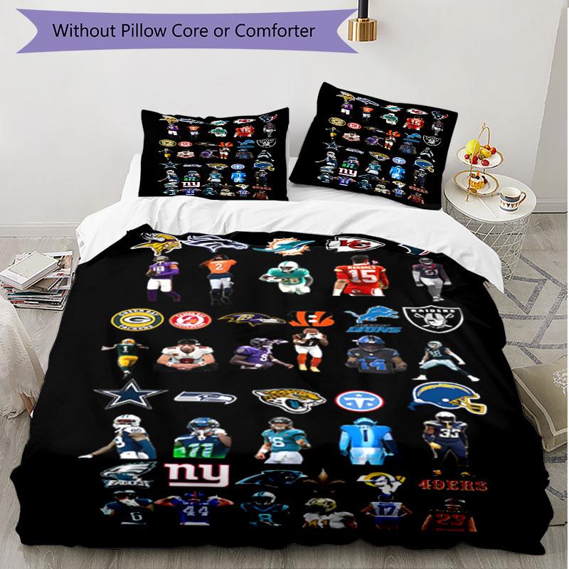3-teiliges Bettbezug-Set (1 * Bettbezug + 2 * Kissenbezug, ohne Kern), NFL Print Weiches All-Season Bettwäscheset, Heim Schlafzimmer Dekor Geschenk