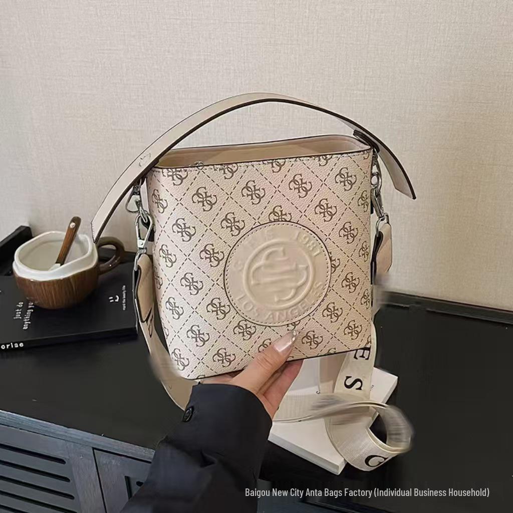 

2025 Women s Versatile Printed Tote Bucket Bag - Hot Style, High-Quality, Single Shoulder & Crossbody білий/вершковий