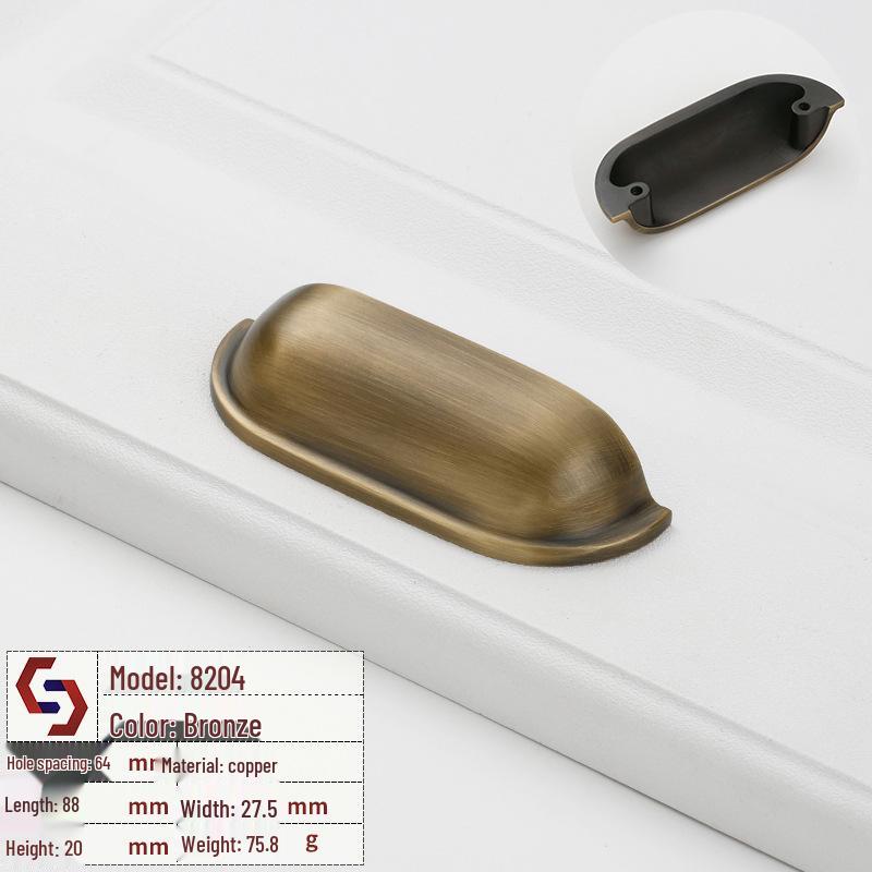 Vintage Brass Handle for Wardrobes, Cabinets, Drawers, and French Doors - Single Hole Light Luxury Style Furniture Hardware