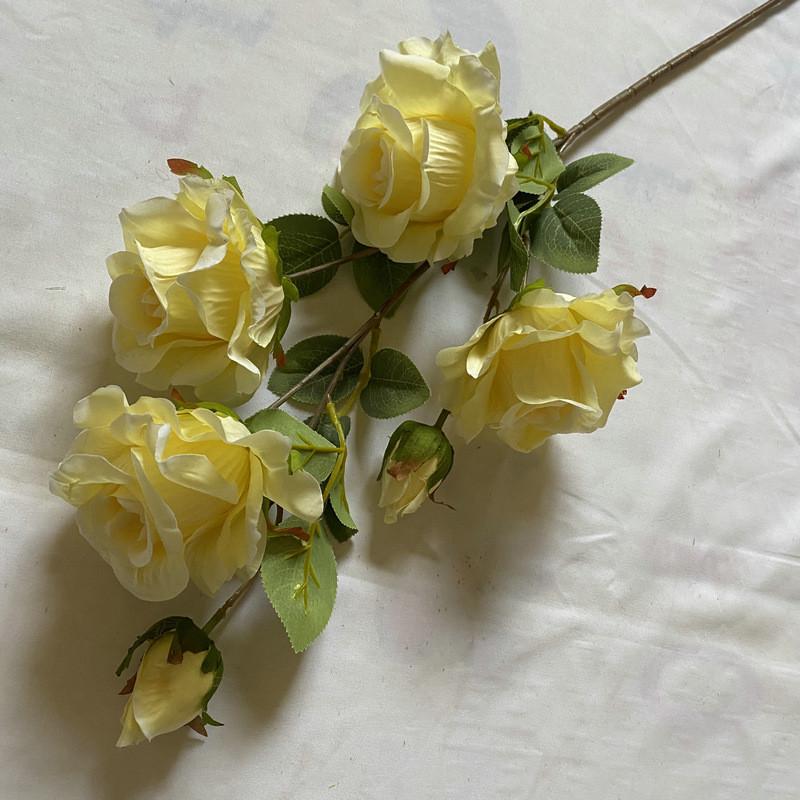 Realistic Faux Rose Flower Six Stem Silk Plant Home Office Decor Gift Idea
