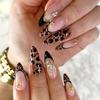 24Pcs French Press On Nails With Leopard Print Tips For Women Natural Fit Reusable Artificial Nail Extensions