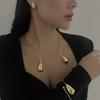 Versatile Teardrop Shape Jewelry Set, 3-Piece Minimalist Necklace Bracelet Earrings, Effortlessly Chic for Day-to-Night Wear