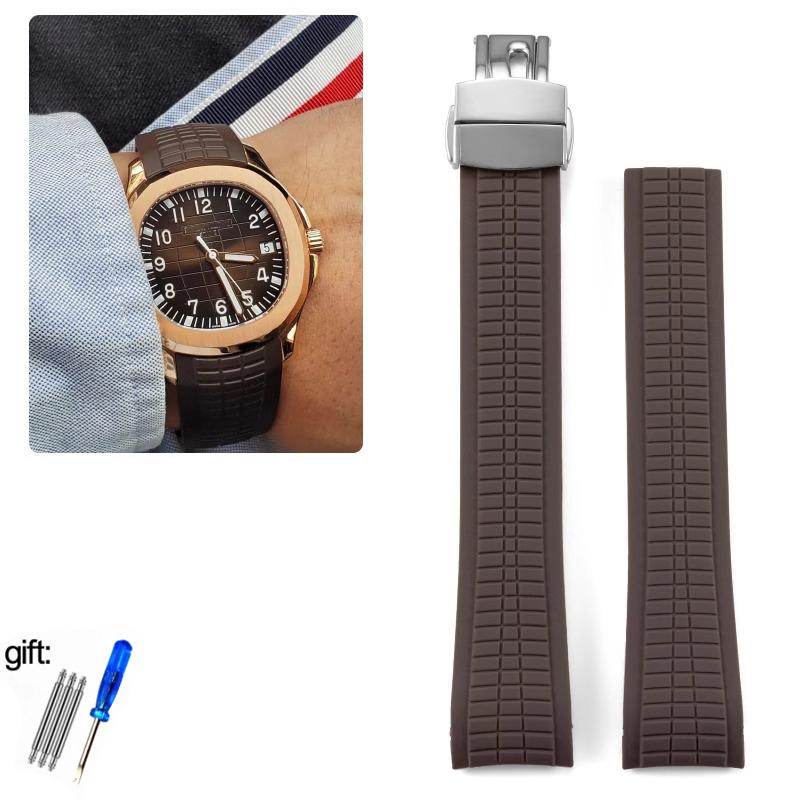 Cinturino per Orologio in Gomma Morbida da 21mm Aquanaut Adatto per Patek Philippe Silicone 5164A 5167A 5168A Cinturino Pieghevole