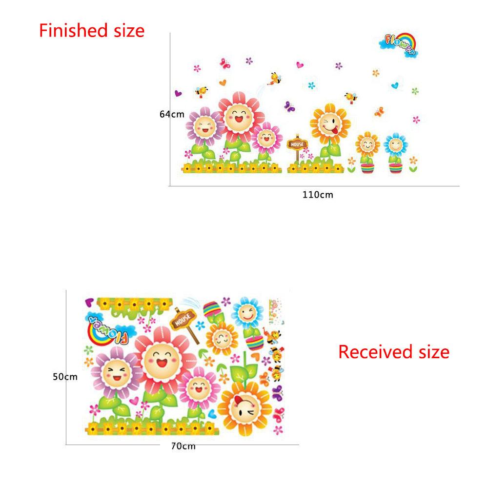 

Cute Sunflower Wall Sticker Removable PVC Decal for Kids Room Kindergarten Nursery Wall Decor 50x70cm разноцветный