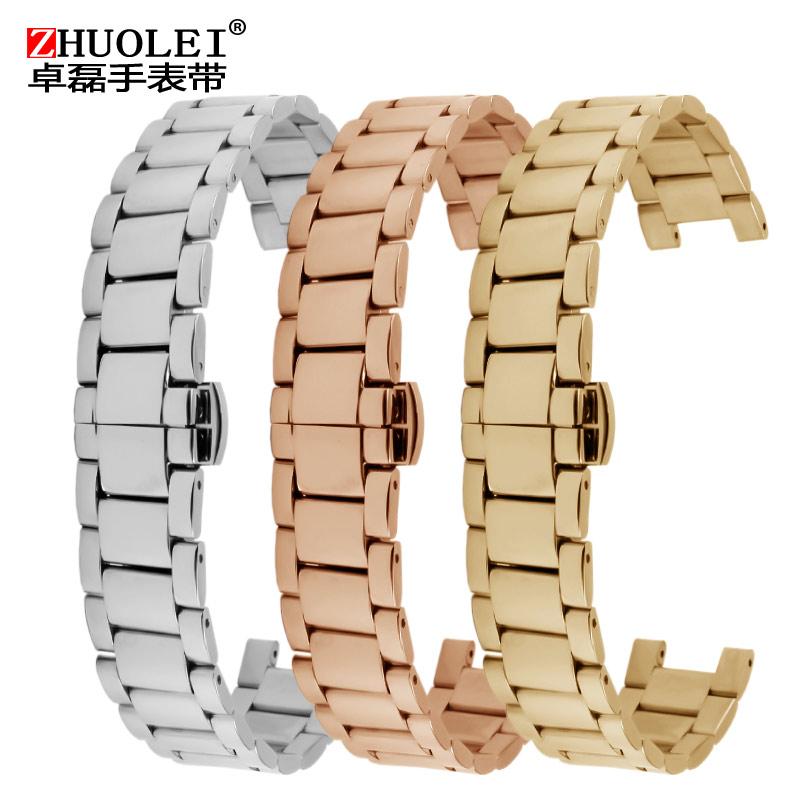 Cinturino Concavo in Acciaio Inossidabile per Rossini GC Cartier Pasha Michael Coles Casio 20-12mm 18-10mm 16-8mm Fibbia Pieghevole Cinturino per Orologio