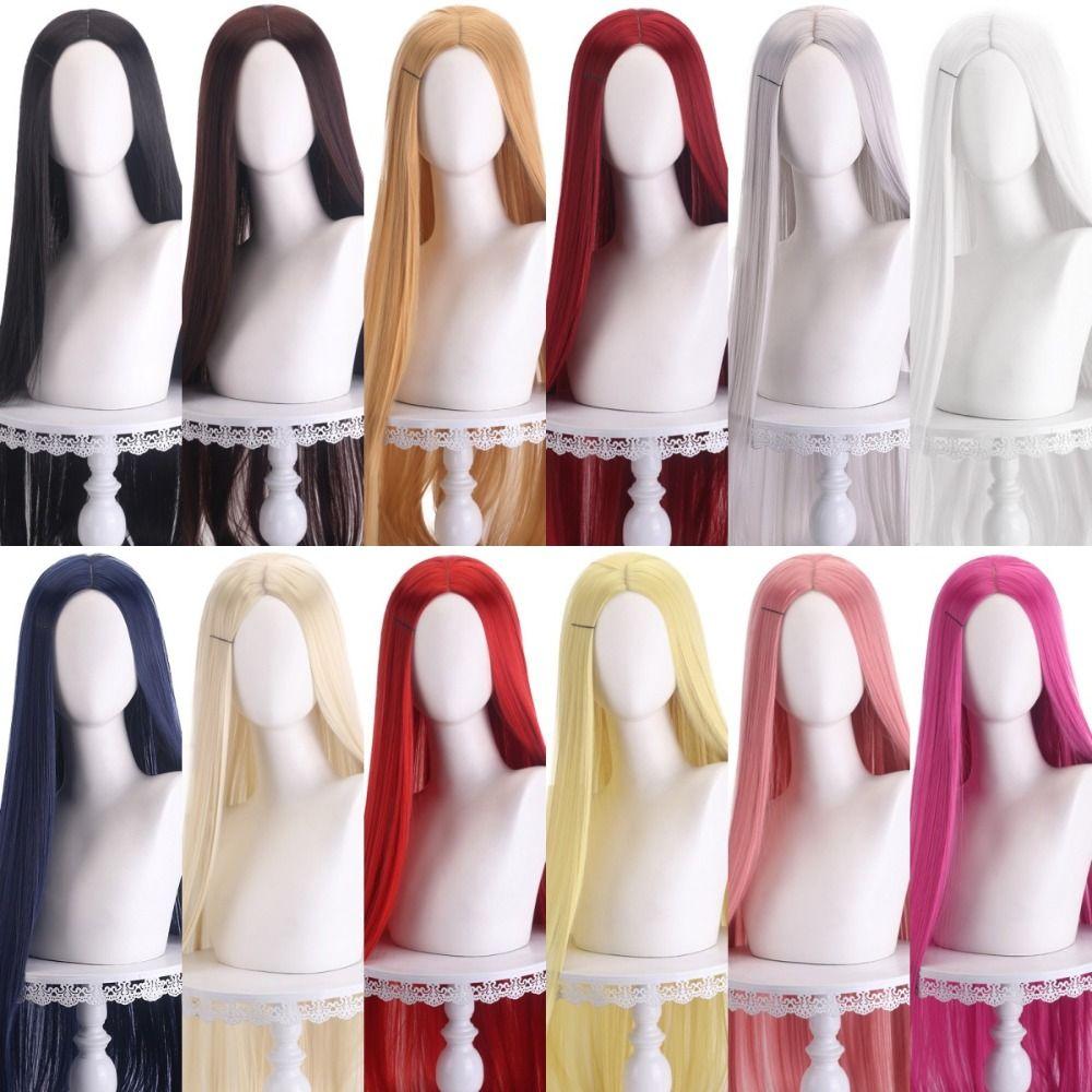 100cm Long Straight Cosplay Wig Central Split Straight Hairpiece Anime Cosplay Wigs Halloween