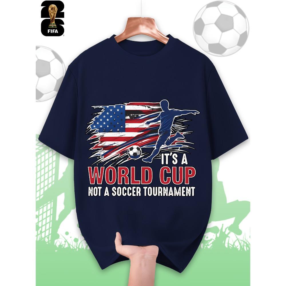 This FIFA World Cup-themed Short-sleeved T-shirt Is Designed Specifically for Men, Featuring a Crew Neck Style