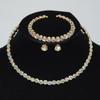 Gold & Silver Rhinestone Jewelry Set: Choker, Bracelet, Stud Earrings, & Necklace