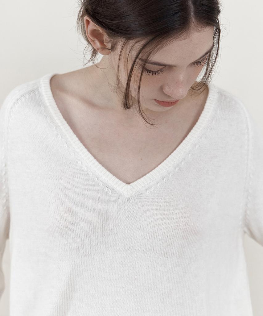 WEDNESDAYOASISFORWOMEN Nive Lambswool Deep V-Neck Knit_Ivory(Wcb6Kn75)